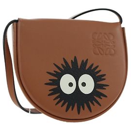 LOEWE Ghibli Collaborazione Borsa Mini con Tacco in Pelle Marrone Auth 172348SM