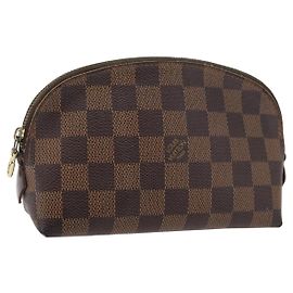 LOUIS VUITTON Pochette Cosmetica PM Damier Ebene N47516 Auth BA12124