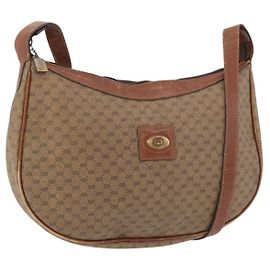 GUCCI Micro GG Supreme Schultertasche PVC Beige Gold 001 067 0719 Auth ka3876