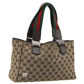 Gucci GG Canvas Web Sherry Line Handtasche Beige Rot Grün 145810 Auth 175735