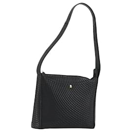 BALLY Borsa a Spalla in Pelle Nera e Oro Auth 176596