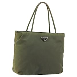 PRADA Borsa a mano in nylon khaki argento autentica 175731