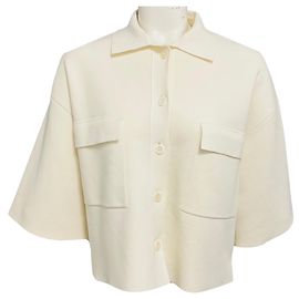 United Nude Camicia giacca in maglia Milano Off White a maniche corte color nude con tasche