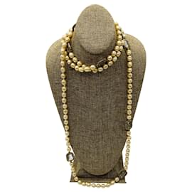 Collar Sautoir Largo de Perlas y Cristales Jumbo Transparentes Chanel Vintage 1981