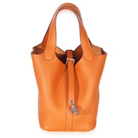 Hermès Orange H Clemence Picotin Lock 18 PHW