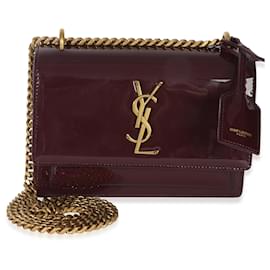 Borsa Sunset Small Monogram in vernice rosso vino Saint Laurent
