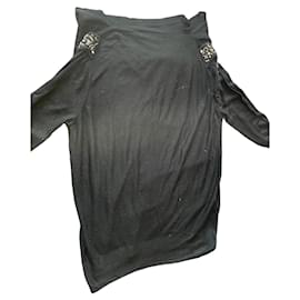 Schwarzes Kleid mit Schulterpolstern - Zara