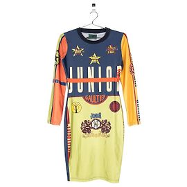 Abito midi da ciclismo con stampa grafica ‚Rap’sody in Blue‘ di Jean Paul Gaultier SS90