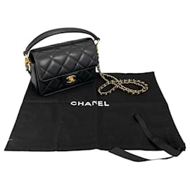 Borsa a mano in pelle nera trapuntata Chanel