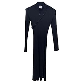 Courreges Black Ribbed Knit Dress