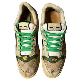 Tênis em lona e couro Gucci GG Supreme