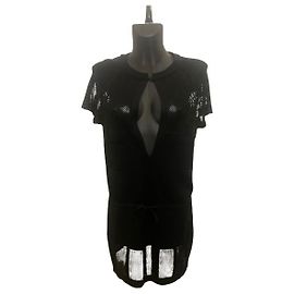 Chanel Sportswear Black Mesh Panel Mini Dress