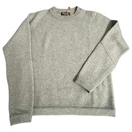 Grau Loro Piana Pullover aus Wolle und Kaschmir mit Knöpfen