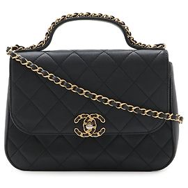 Borsa a mano in pelle nera trapuntata Chanel