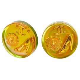 Pendientes de clip de resina naranja vintage de Chanel