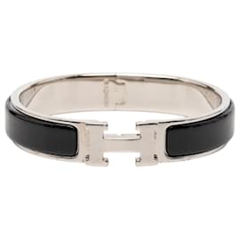 Bracelet PM Clic H en émail noir étroit Hermès