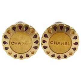 Orecchini a clip a forma di fiore placcati in oro CC dorato di Chanel