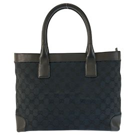 Gucci Schwarze GG Canvas Leder Tragetasche