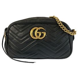 Bolsa de Câmera de Couro GG Marmont da Gucci