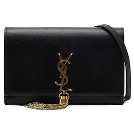 Borsa a spalla con catena e logo YSL con frange Saint Laurent