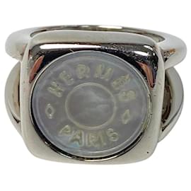 Ring Hermès Bague en Corozo Shell Hermes Sellier Métal Argenté ref