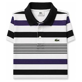 Polo Lacoste a righe in cotone Bianco Viola Nero