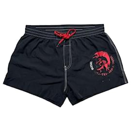Bañador Diesel Negro con Logo Rojo