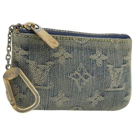 LOUIS VUITTON Monedero Pochette Cles de Denim Monograma Azul M95343 Auth 175988A