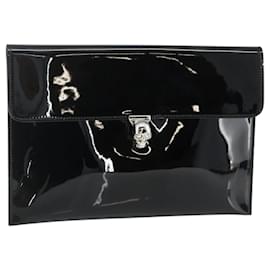 Borsa a mano Alexander McQueen in pelle verniciata Nera Argento Auth 176104A - Autre Marque