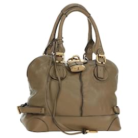 Chloé Chloe Paddington Schultertasche aus Leder Beige Silber Gold Auth am11353V