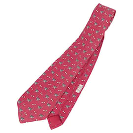 HERMES Necktie Silk Red Auth 174886 - Hermès