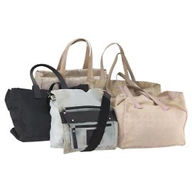 CHANEL Nuova linea da viaggio Borsa Tote in Nylon 5 Set Beige Nero CC Auth 174969