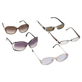 Gafas de sol de metal Christian Dior Gucci Chloe 5 piezas Marrón Auth BAZ299