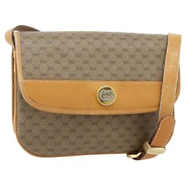 Gucci Borsa a Spalla Micro GG Supreme PVC Marrone Oro 001 116 0917 Auth ti3822