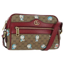 GUCCI Micro GG Supreme Doraemon Schultertasche PVC Beige Gold 647784 Auth YKZ1331M