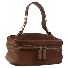 GUCCI Vanity Kosmetiktasche Wildleder Braun Gold 032 106 0141 Auth mr2301