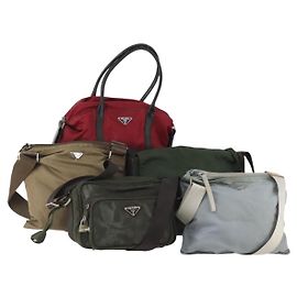 Borsa a Spalla PRADA Nylon 5 Set Verde Nero Rosso Auth 174966