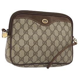 Gucci Borsa a Spalla GG Supreme PVC Beige Oro 97 02 068 Auth 175282