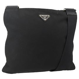Borsa a Spalla PRADA Nylon Nero Argento Autentica 175343