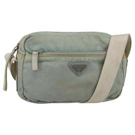 Borsa a Spalla PRADA Nylon Azzurro Chiaro Argento Autentica 175693