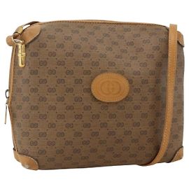 GUCCI Micro GG Supreme Schultertasche PVC Beige Gold 001 115 4916 Auth 175955
