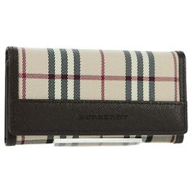 BURBERRY Nova Check Key Case Canvas Beige Brown Auth am11325V