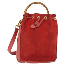 Borsa a Spalla GUCCI in Camoscio 2 in 1 Rossa Oro 001 2865 1657 Auth INZ038