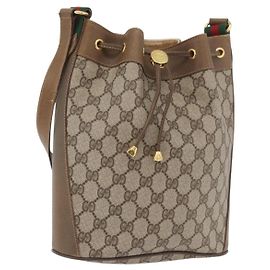 Gucci Sac Sherry Line GG Supreme Web en PVC beige et or 41 02 034 Auth 175633