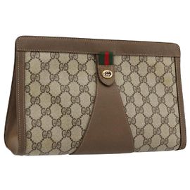 Borsa Sherry Line GG Supreme Web di GUCCI in PVC beige e oro 89 01 033 Auth yk20320