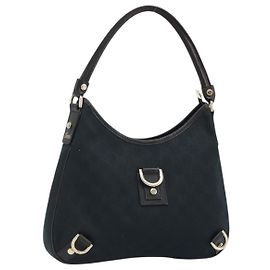 Borsa a Spalla Gucci Abbey GG in Tela Nera e Oro 130738 Auth yk20293SAV