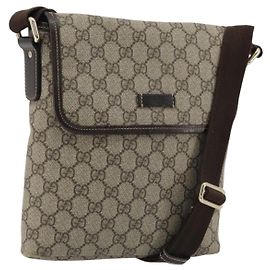 Gucci Borsa a spalla GG Supreme in PVC beige oro Auth 175441