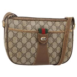 Gucci Borsa GG Supreme Web Sherry Line in PVC beige e oro 56 02 032 Auth YKZ1559