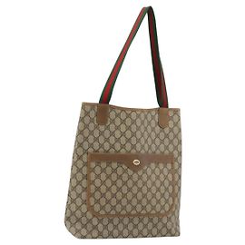 GUCCI GG Supreme Web Sherry Line Bag PVC Beige Red Green 89 02 003 Auth 175745