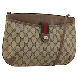 Gucci Borsa GG Supreme Web Sherry Line in PVC beige e oro 904 02 026 Auth 175546